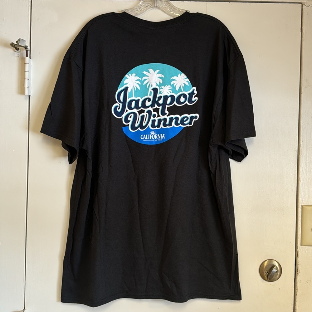 AT THE CAL JACKPOT WINNER California Hotel Casino Las Vegas Black T-Shirt XL